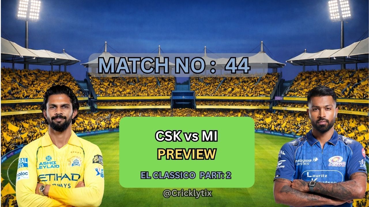 CSK vs MI Match No: 44 Preview, Stats & Prediction: The Battle for Survival in IPL 2026